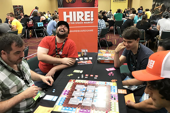 HIRE! was playtested by complete strangers at GenCon's first exposure playtest hall