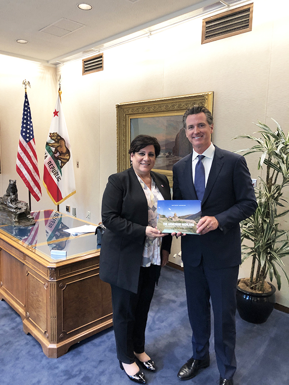ANCA-WR Board Chair Nora Hovsepian with Governor Gavin Newsom