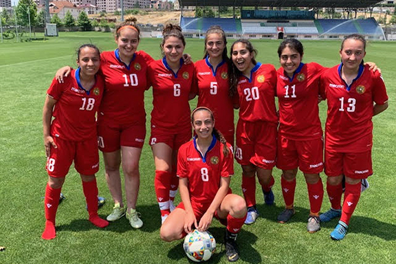 The Armenian American players pose with their teammates