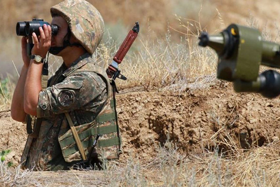 An Artsakh soldier monitoring the line of contact
