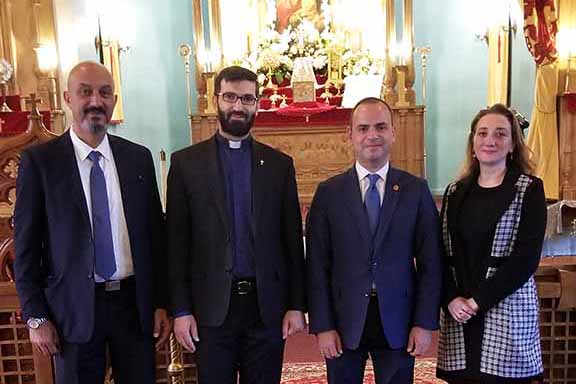 From l to r: ARF-ER CC member Valot Atakhanian, Very Reverend Sahag Yemishian, High Commissioner of Diaspora Affairs of the Republic of Armenia Zareh Sinanyan, ARF-ER CC member Ani Tchaghlasian