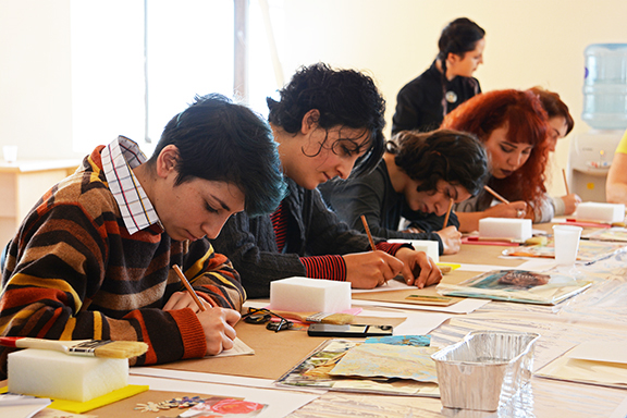 New Illuminations artists participate in a writing workshop (Photo by Knar Babayan)