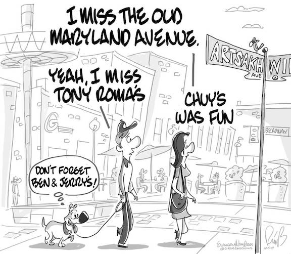 An editorial cartoon appears in the Glendale News-Press