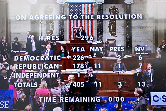 The final tally of votes for the Armenian Genocide resolution