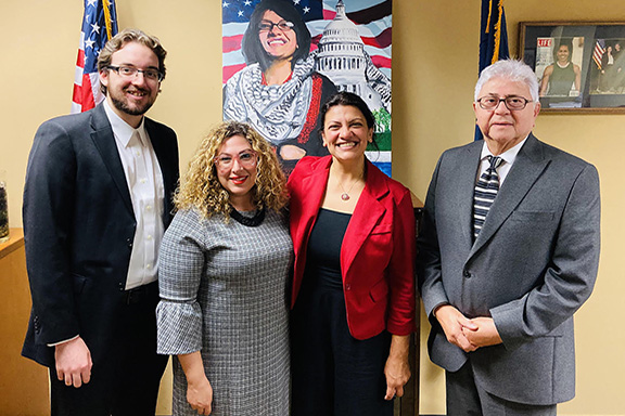 Representatives from the Armenian National Committee of Michigan with Representative Rashida Tlaib (D-MI) on Thursday, October 2. Pictured from left to right: Raffi Vandevelde, Lara Nercessian, Representative Tlaib and Nishan Apigian