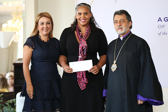 Chairlady Alice Chakrian, YWCA Glendale Executive Director Tara Peterson and Archbishop Hovnan Derderian