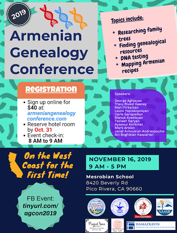 The first-ever West Coast Armenian Genealogy Conference will take place on Nov. 16 at Mesrobian