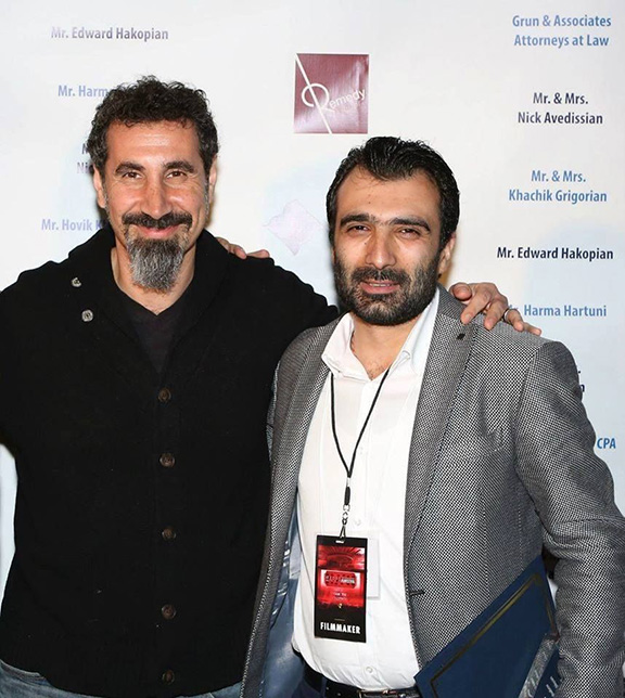 Serj Tankian (left), photographed here with Avetisyan, wrote the musical score for "The Last Inhabitant." (Photo: Yerkir.am)