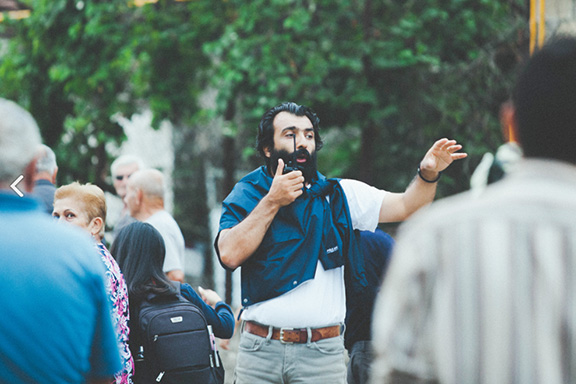 Avetisyan on the set of "Gate to Heaven" (Photo courtesy of Fish Eye Arts)