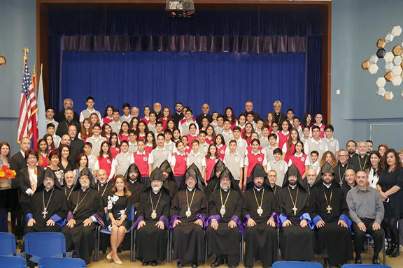 Members of the clergy visited Vahan and Anoush Chamlian School students