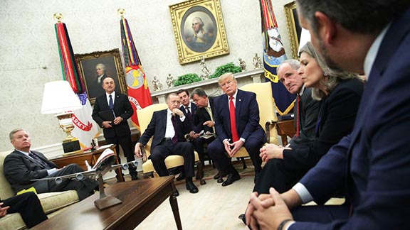 A meeting between Presidents Erdogan and Trump at the White House attended by senators on Nov. 13 was reportedly tense (Photo by Alex Wong/Getty Images)