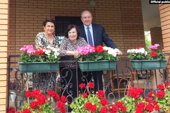 President Armen Sarkissian and first lady, Noune (lef) with Gohar Vartanian