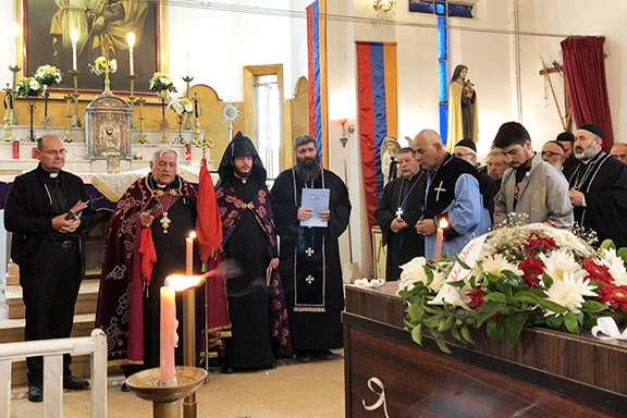 Funeral services for Rev. Hovsep Bedoyan and his father, Abraham, were held on Tuesday at Qamishli's St. Joseph Armenian Catholic Church