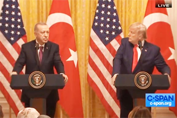 President Erdogan and Trump during a White House press conference on Nov. 13