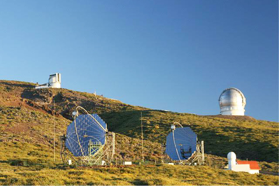 Twin MAGIC-Telescopes (Major Atmospheric Gamma-Ray Imaging Cherenkov Telescopes) at La Palma, Canarias