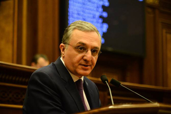 Foreign Minister Zohrab Mnatsakanyan addresses parliament on Jan. 22