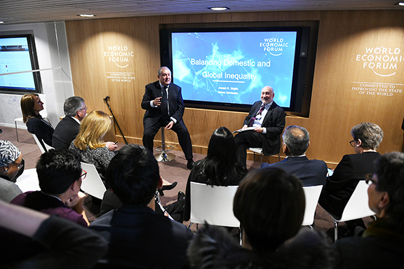 President Armen Sarkissian i joined by Nobel laureate Joseph Stiglitz in delivering a keynote address entitled “Balancing Global and Domestic Inequality” at World Economic Forum in Davos