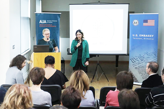 AUA President Karin Markides delivering her opening remarks