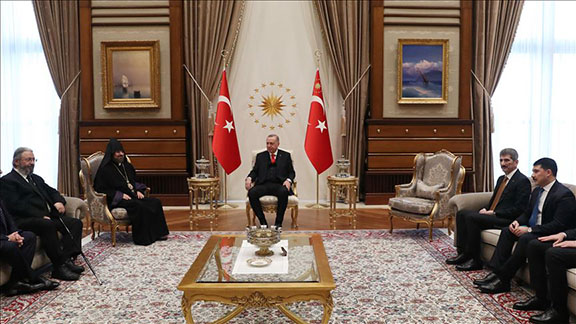 Patriarch Sahak II meets with Turkey's president, Recep Tayyip Erdogan on Monday