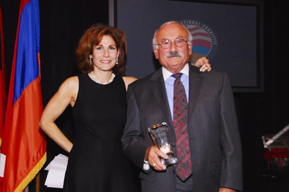 Roxanne Makasdjian with Khajag Sarkissian during the ANCA-WR 2006 Annual banquet, where he received the Vahan Cardashian Award