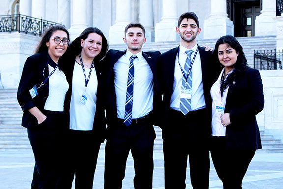 The New Jersey contingent participating in ANCA Rising Leaders 2019 program. From left: Karnie Dishoyan, Nairi Diratsouian, Vano Arouch, Shant Keshishian, and Roubina Bozoian