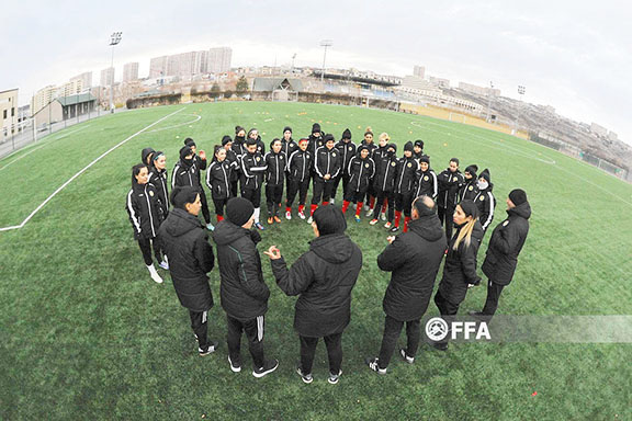 A scene from the Armenia Women's National Soccer team's February training session