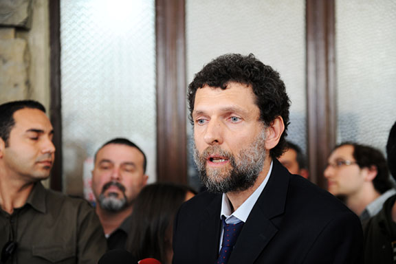 Osman Kavala in court during his trial