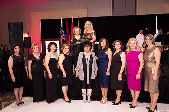 Top Row from left: Major Banquet Sponsor Haigoush Keghinian Kohler and ARS Regional Executive Chairperson Silva Poladian. Bottom Row from left: ARS Regional Executive Board Members Maral Touloumian, Araxy Aykanian, Varduhi Petrosyan, Armenouhi Tomassian, General Manager Jasik Jarahian, Anita Altounian, Nora Shirikian, Nancy Bederian, and Arsho Avakian