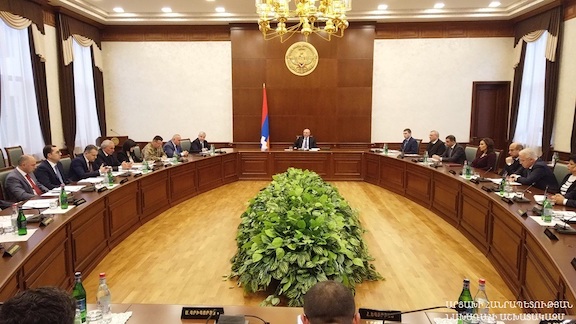 Artsakh President Bako Sahakian chairs a special session of the government's coronavirus task-force