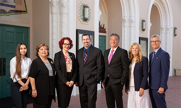 The Glendale Community College Board from left: Sune Aghazarian, Dr. Armine Hacopian, Yvette Davis, Tony Tartaglia, Dr. Vahe Peroomian, Anne Ransford and Dr. David Viar