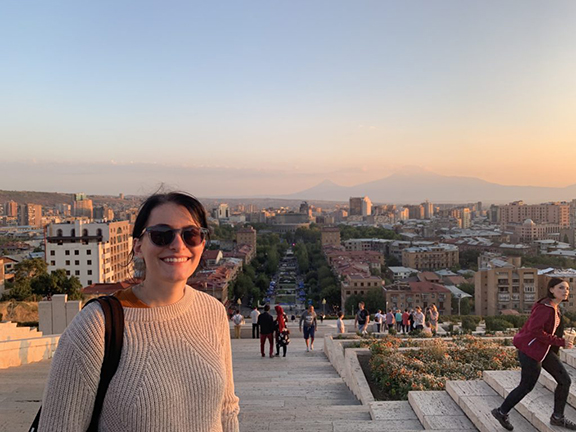 COAF's Tessa Seindenspinner at Yerevan's Cascade