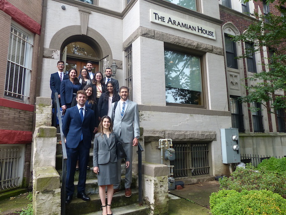 The 2019 ANCA Leo Sarkisian interns with ANCA Government Affairs Director Tereza Yerimyan and Programs Director Sipan Ohannesian at the ANCA Aramian House embarking on the first day of their summer of advocacy in Washington, DC.