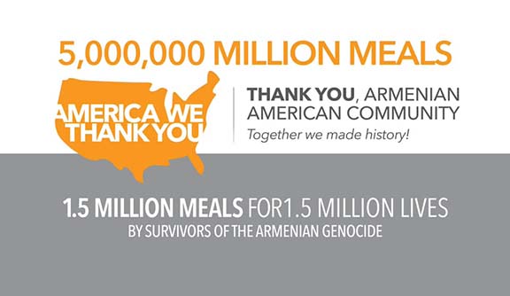 Through the efforts of the Armenian community, Feed America will be able to provide meals to 5 million people during the COVID-19 crisis