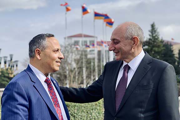ANCA Chairman Raffi Hamparian with Republic of Artsakh President Bako Sahakian during a recent international ANC's conference held in Stepanakert and Yerevan.