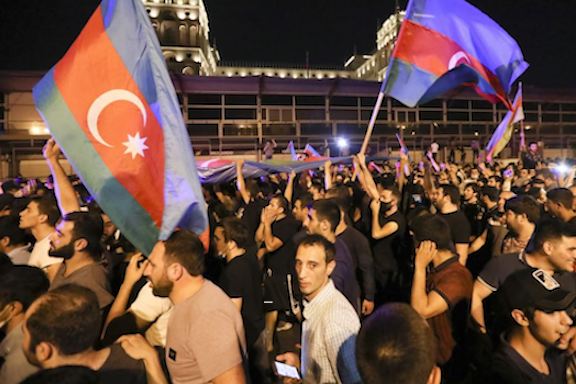 "Death or Armenians," chanted the Azerbaijani protesters in Baku's Azadliq Square