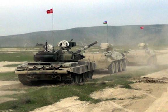 Azerbaijani and Turkish tanks during joint military exercises in May 2019 (Source: Azerbaijan's Defense Ministry)
