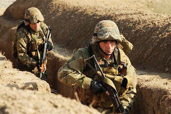 Artsakh soldiers in the trenches on the Artsakh-Azerbaijan border