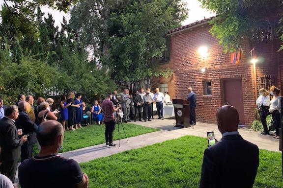 Community members gather at Armenia's Consulate to honor Harout Pamboukian and Razmik Mansuryan
