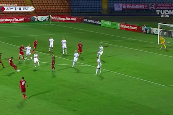 A scene from the Sept. 8 Armenia-Estonia soccer match