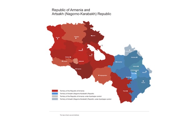 A map of Armenia and Artsakh