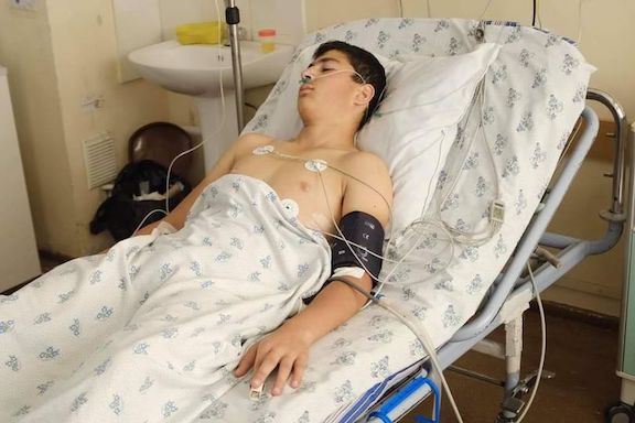 14-year-old Narek Arzoyan is in critical condition after an Azeri drone attack on Vardenis in Armenia left him injured