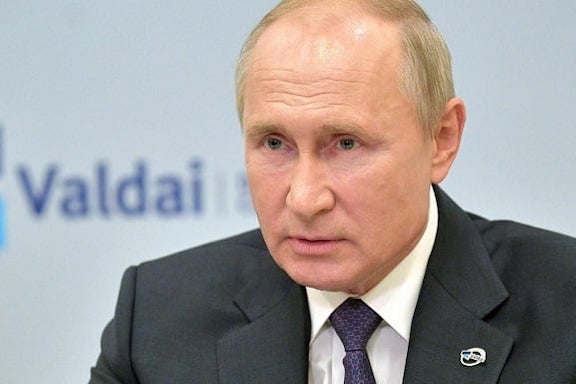 Russian President Vladimir Putin speaking at the Valdai Club on Oct. 22