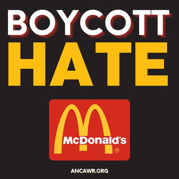 ANCA-WR is urging McDonald's to end its support of Azerbaijani aggression