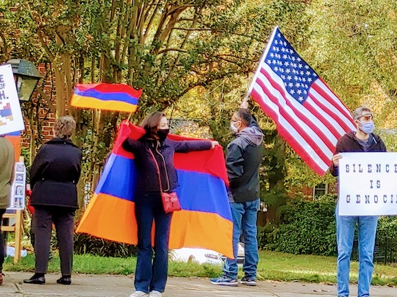 Armenians in Richmond protest the Turkish and Azerbaijani aggression against Armenia and Artsakh