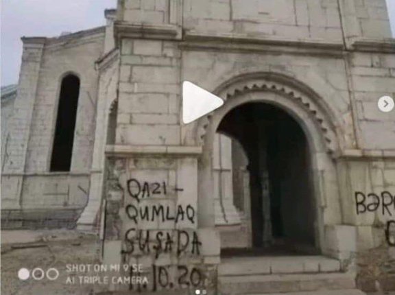The Ghazanchetsots Church in Shushi was vandalized by occupying Azerbaijanis