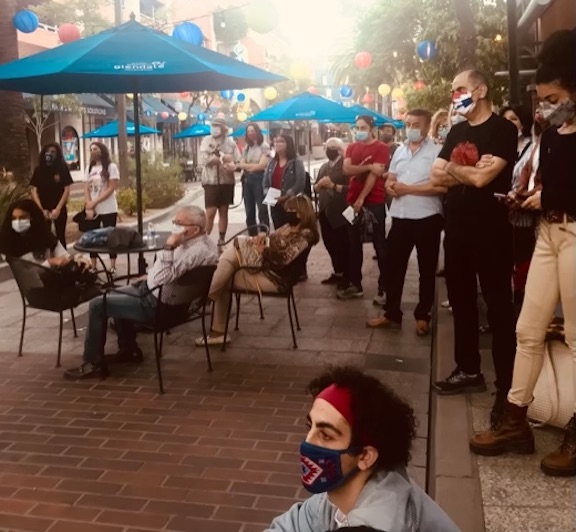 Community members gathered for the unveiling of the art installation