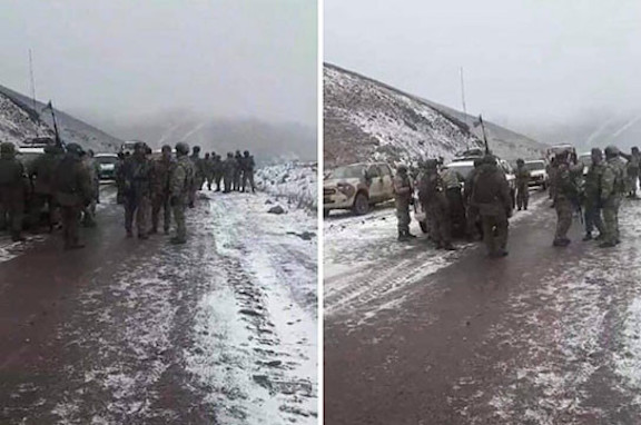 Armenian, Azerbaijani and Russian military officials confer after Azeri forces entered the Sotk gold mine Nov. 26